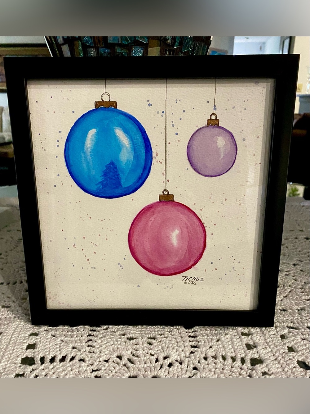 Hand Crafted  Watercolor Holiday Wall Art